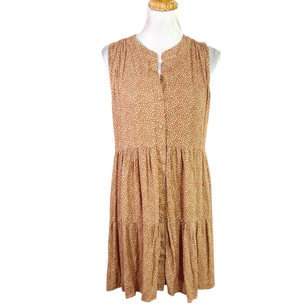 Baltic Born Tiered Micro Dot Sleeveless Mini Dress Size Medium